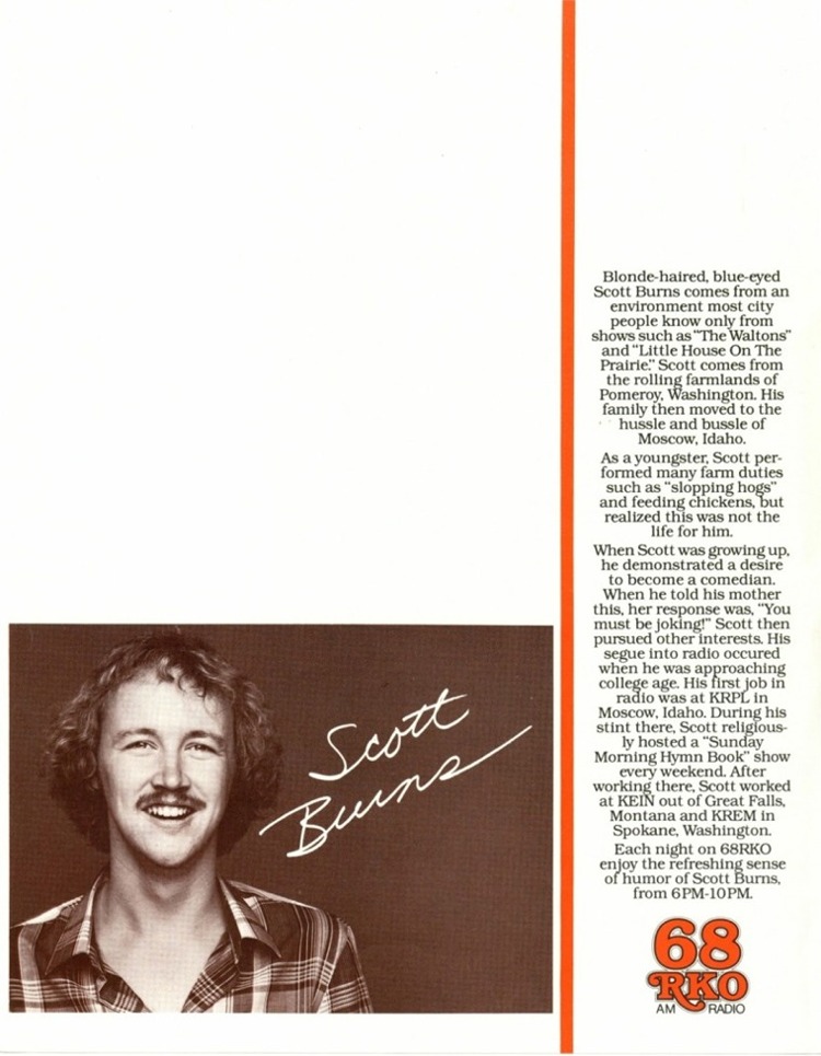 Scott Burns in a 1979 WRKO publicity photo.